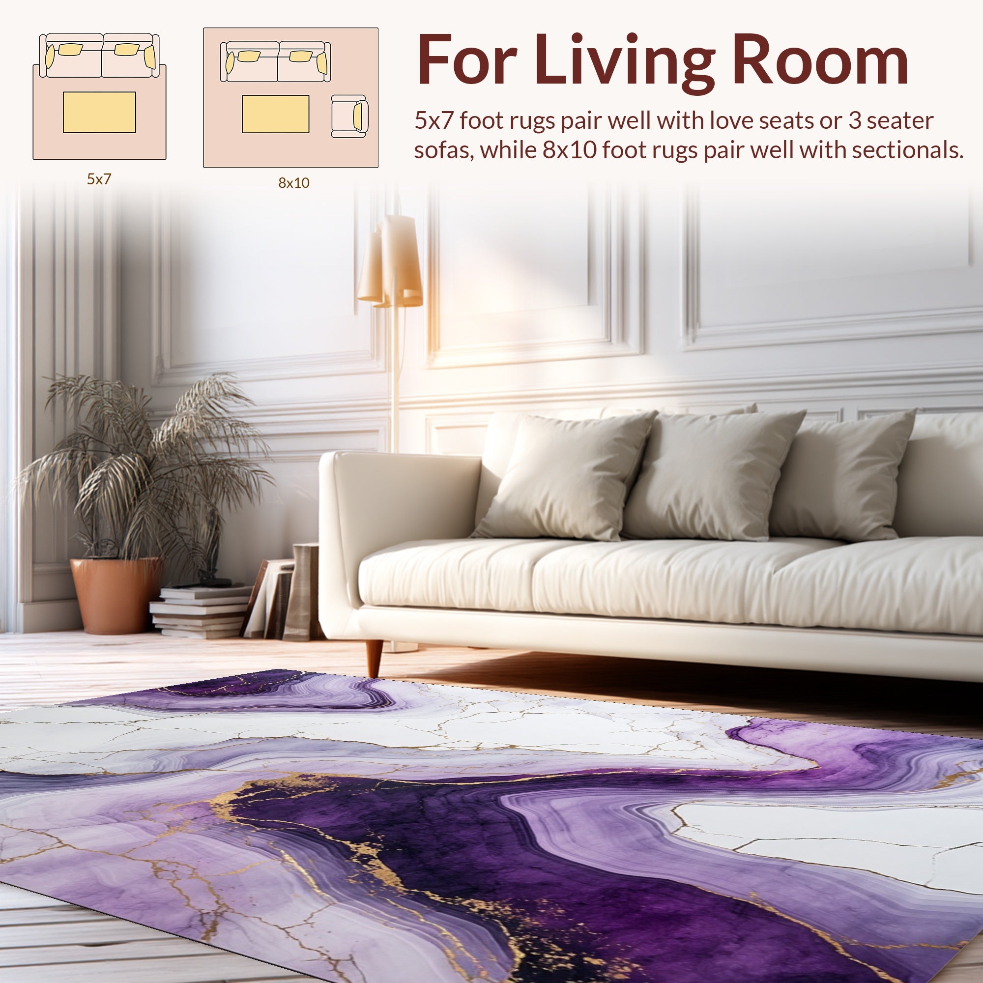 Purple Agate Swirl with Gold Veins Rug