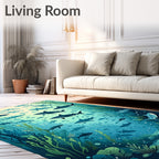 Oceanic Shark School Aquatic Pattern Rug