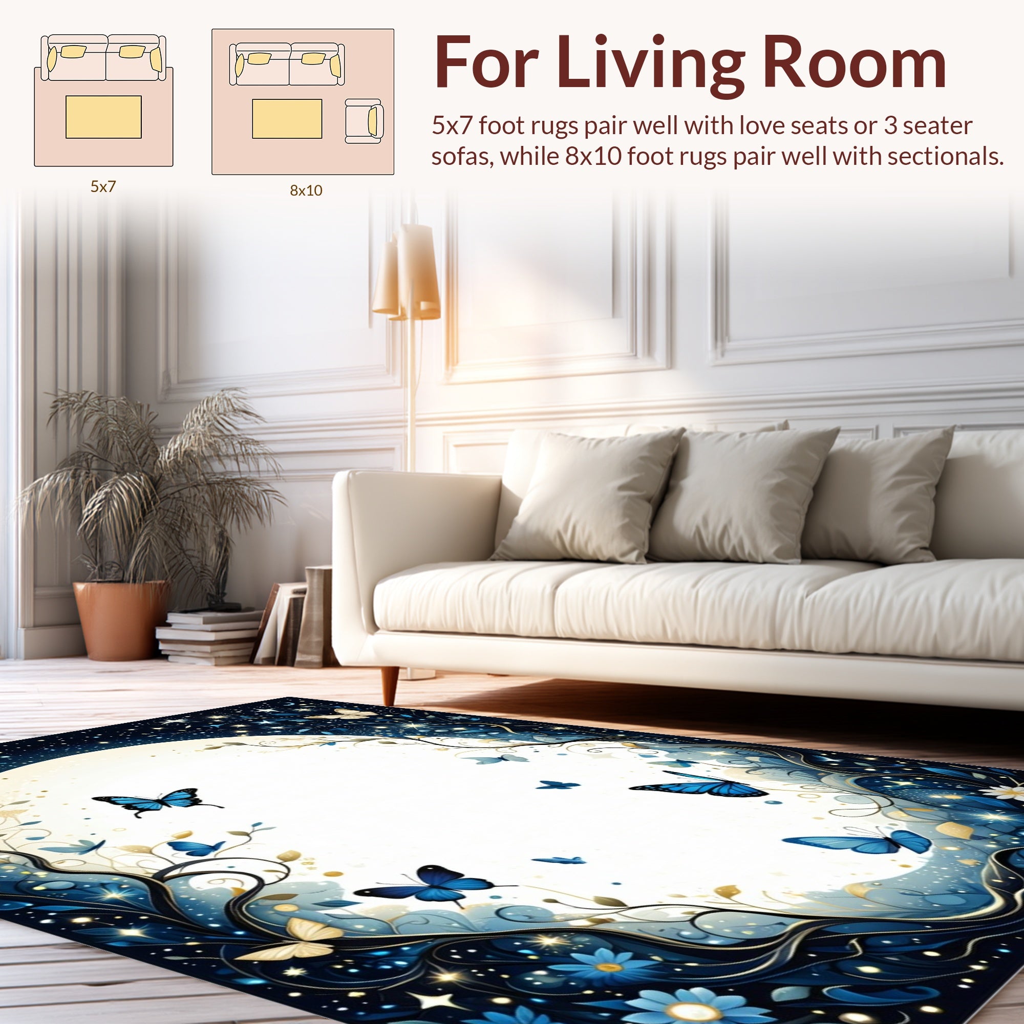 Midnight Garden Butterfly Stars Rug