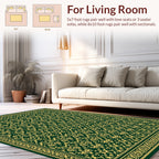 Rich Green Gold Ornate Patterned Rug