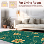 Floral Sunburst Teal Gold Rug