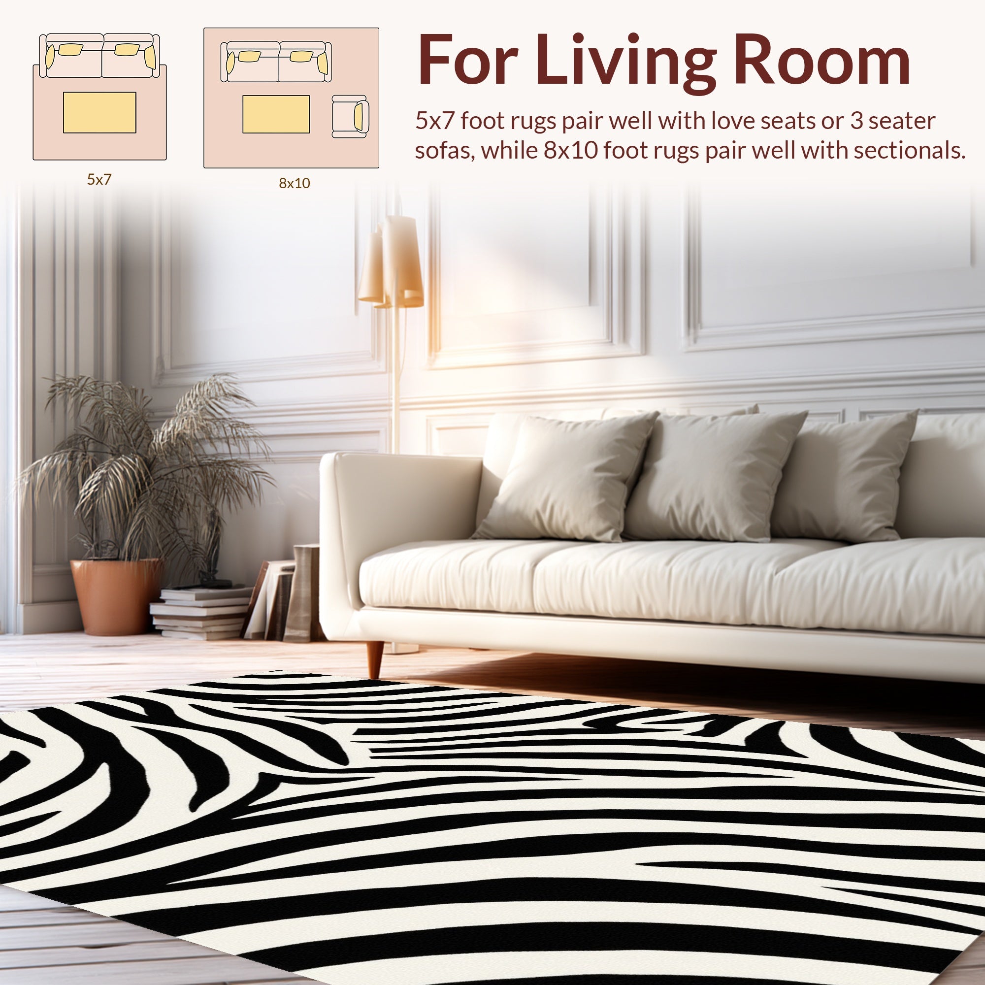 Bold Black White Animal Print Rug