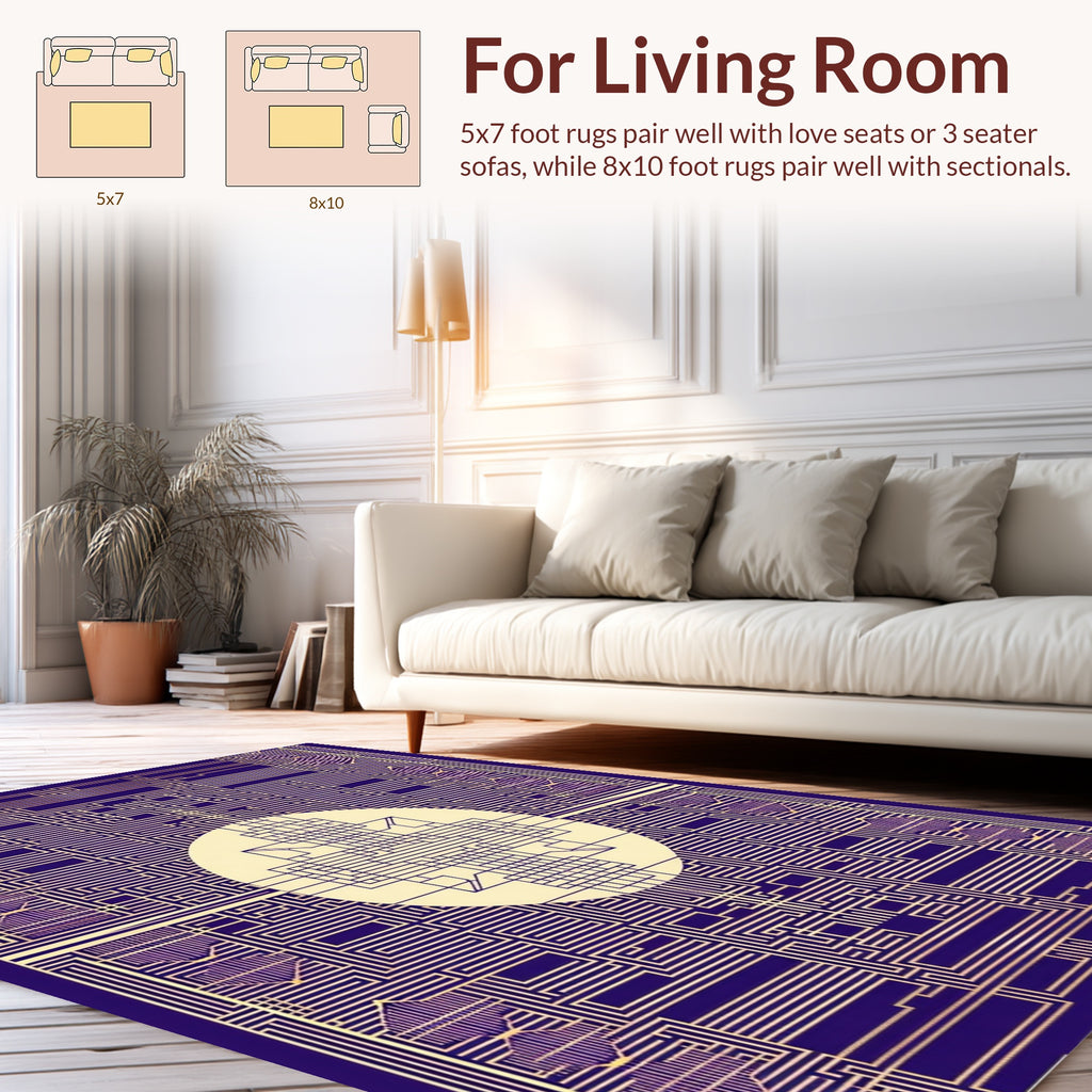 Art Deco Geometric Sun Pattern Rug