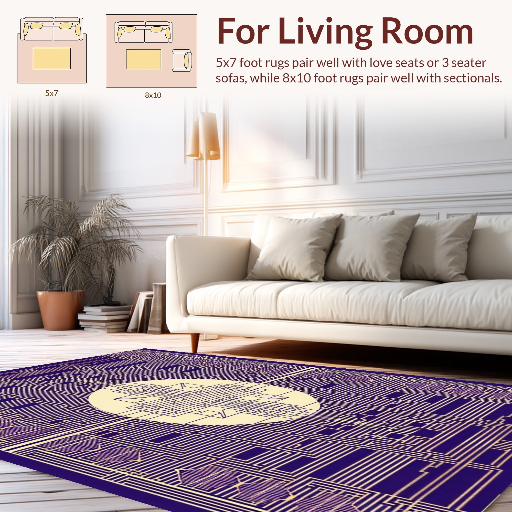 Art Deco Geometric Sun Pattern Rug