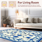 Blue Floral Vine Patterned Rug