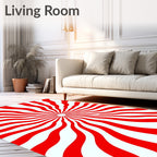 Radiant Red Sunburst Stripes Rug