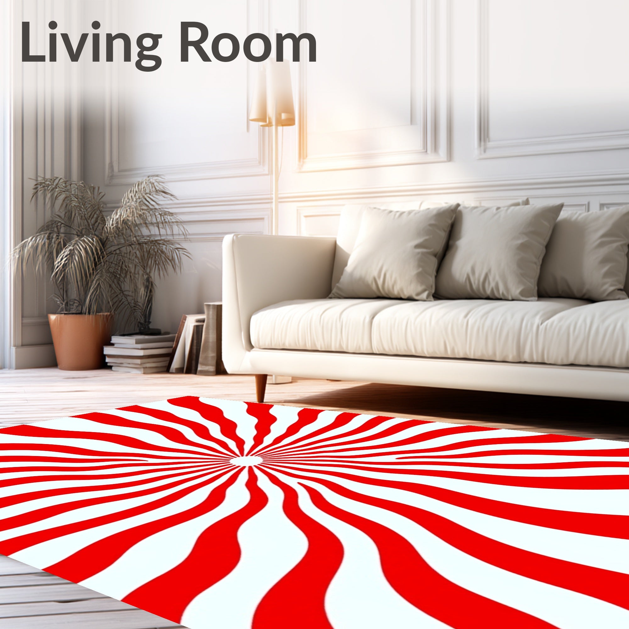 Radiant Red Sunburst Stripes Rug
