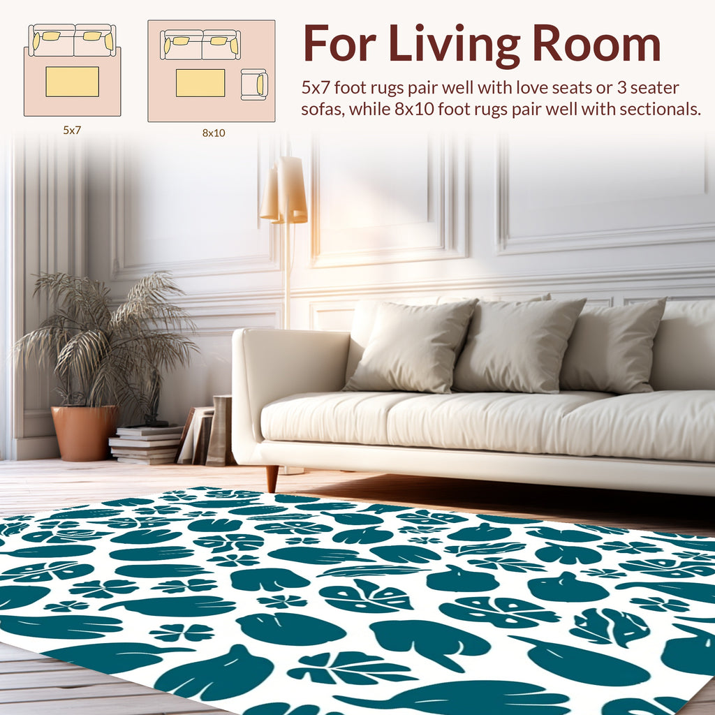 Teal Abstract Nature Pattern Rug