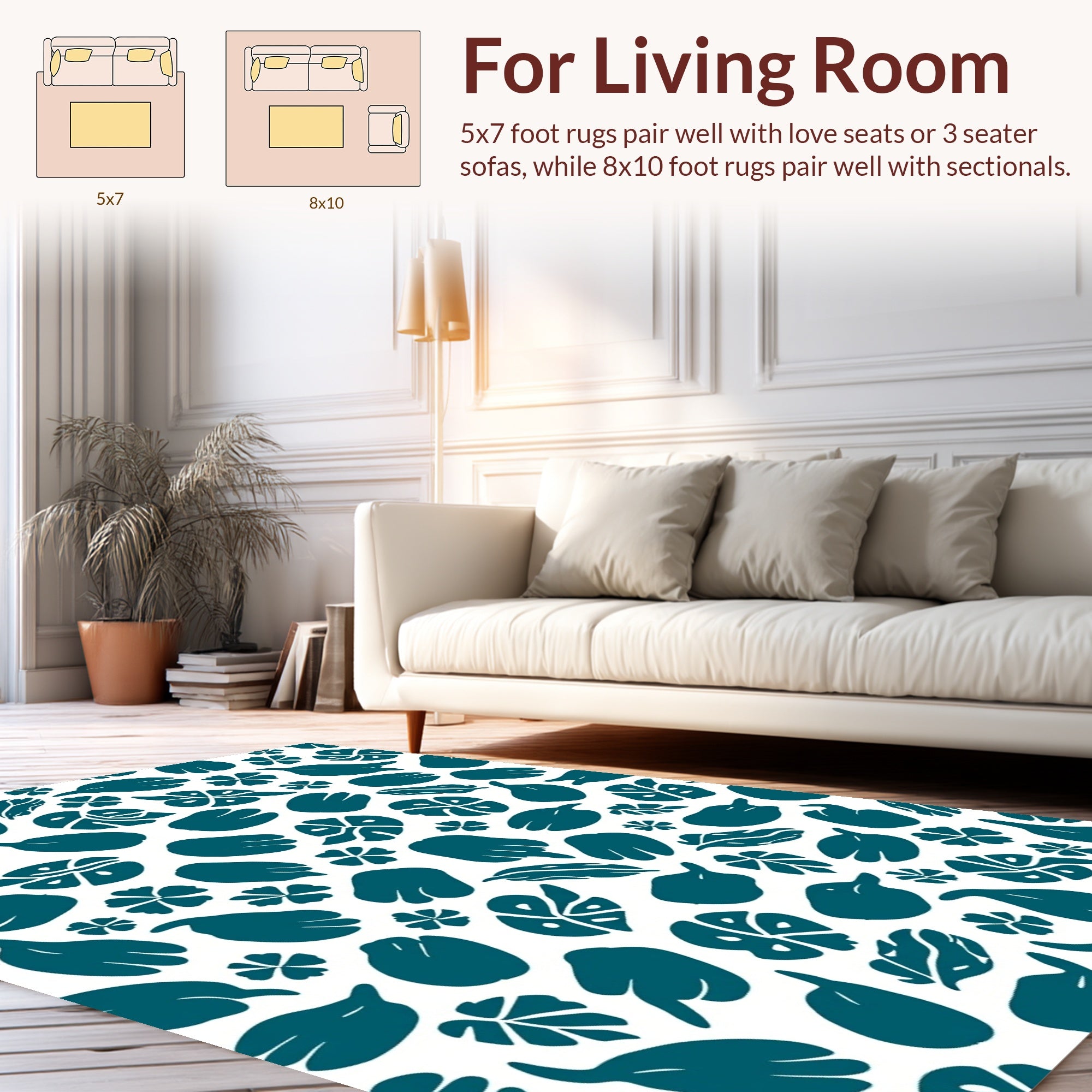 Teal Abstract Nature Pattern Rug