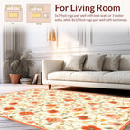 Whimsical Coral Floral Vine Pattern Rug