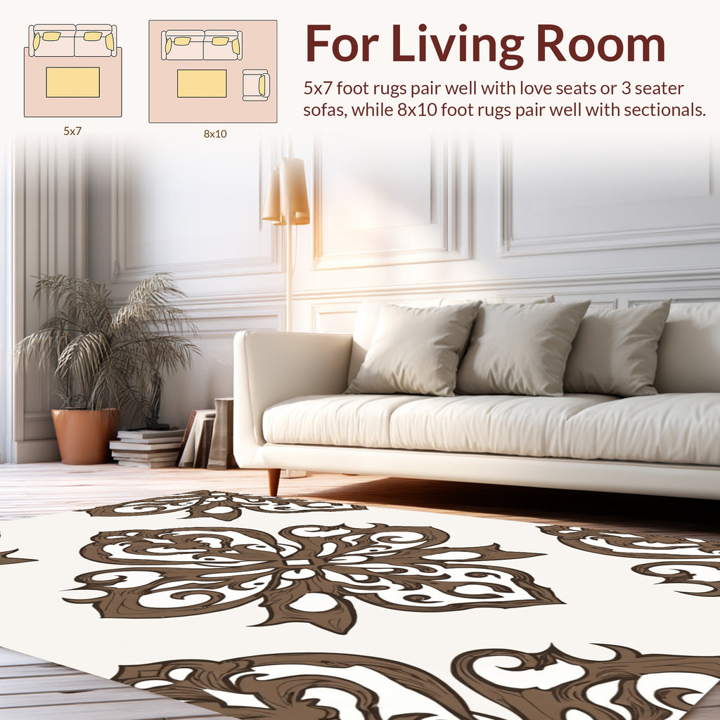 Ornate Floral Scrollwork Pattern Rug