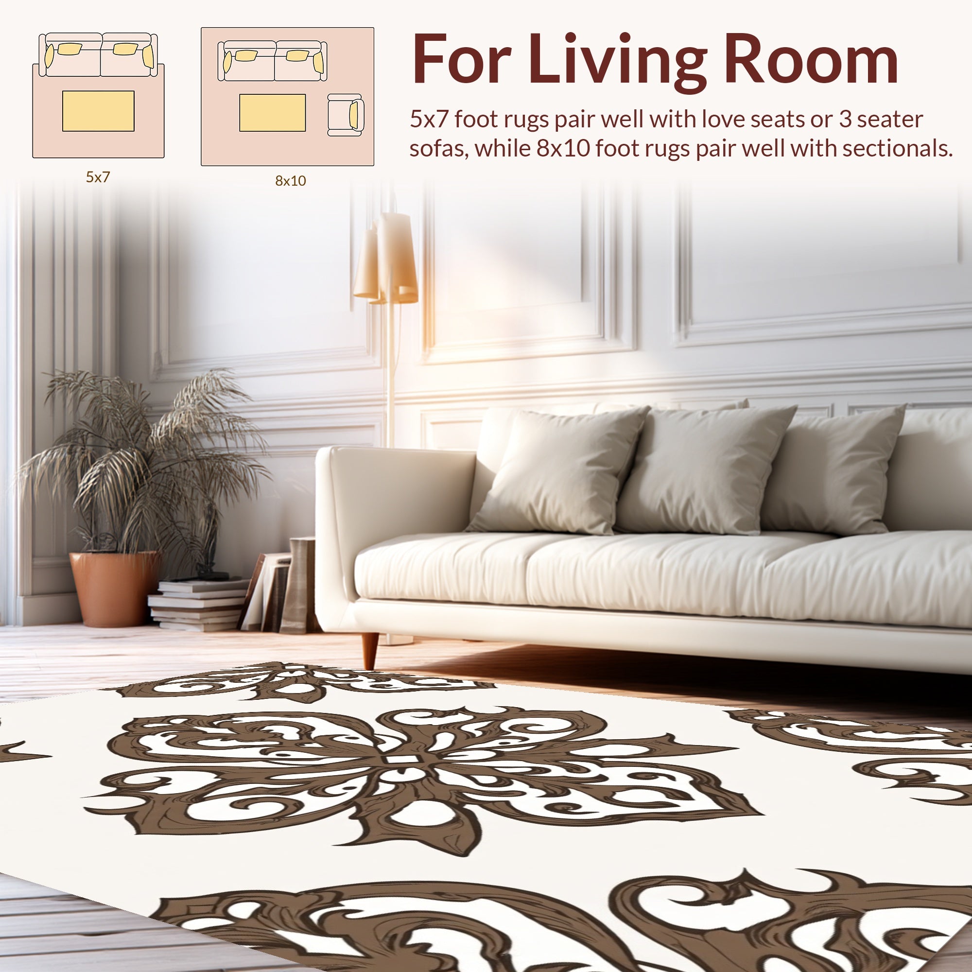 Ornate Floral Scrollwork Pattern Rug