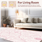 Pink Swirls Floral Pattern Rug
