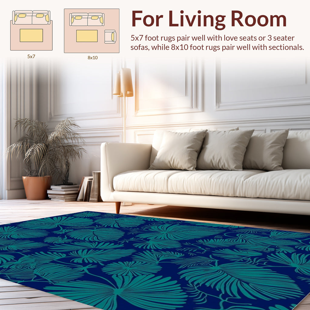 Tropical Leaf Silhouette Design Rug