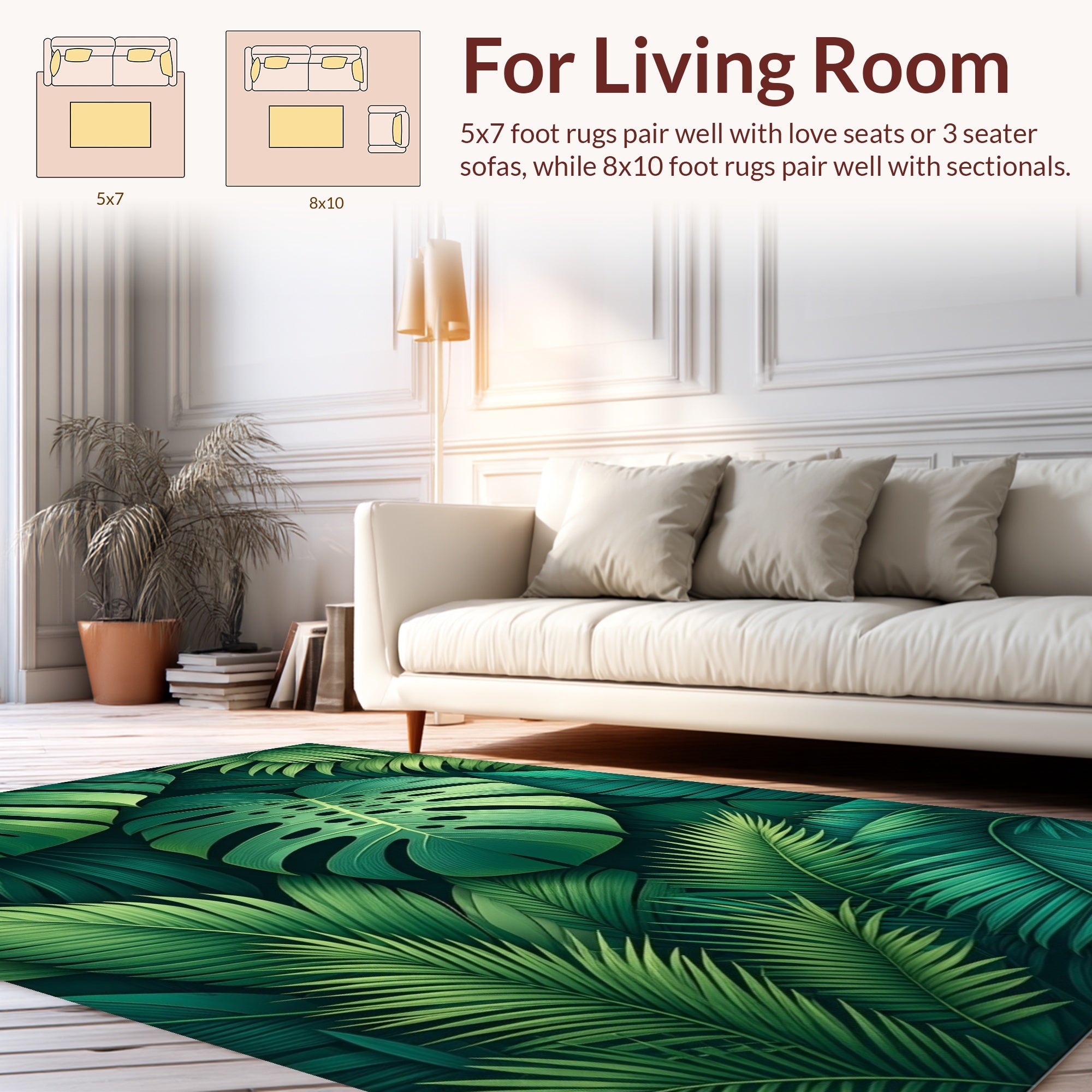 Lush Green Tropical Foliage Rug