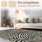 Bold Black White Striped Abstract Rug