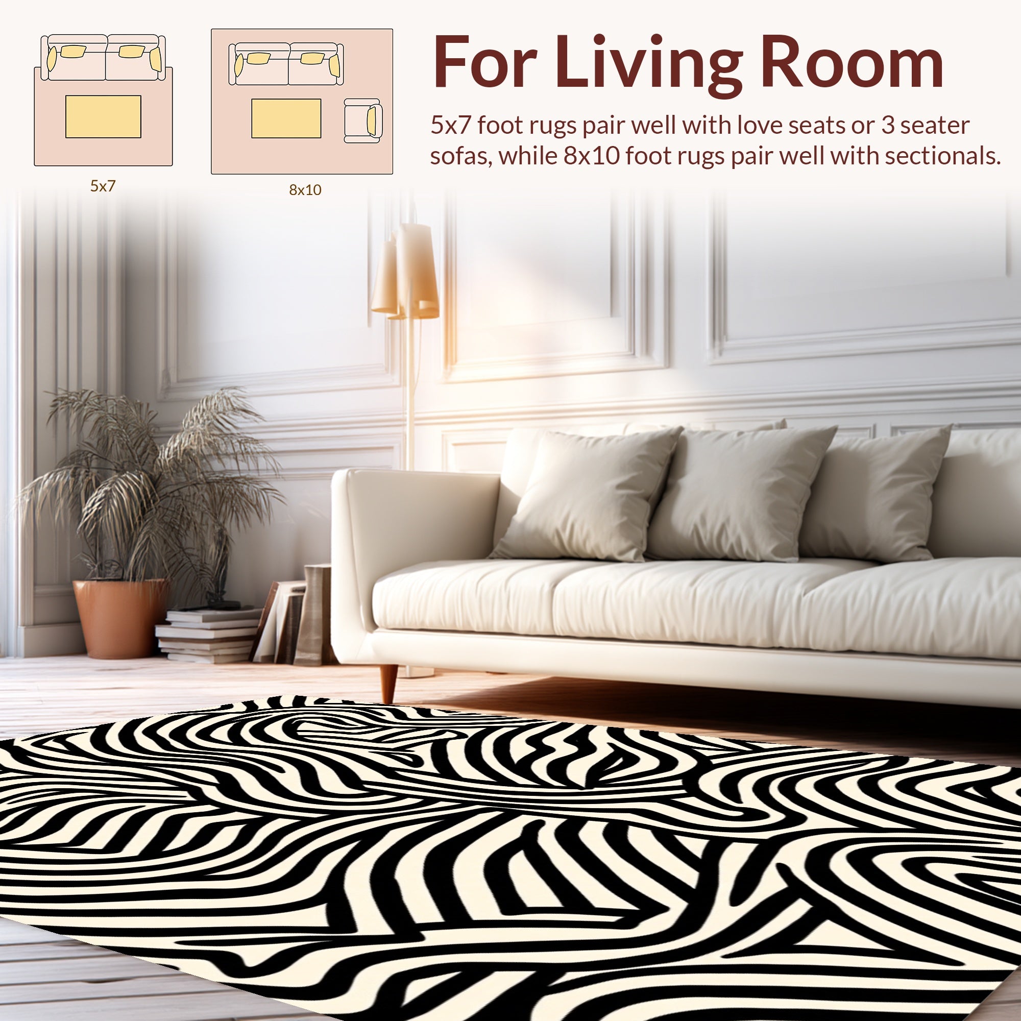 Bold Black White Striped Abstract Rug