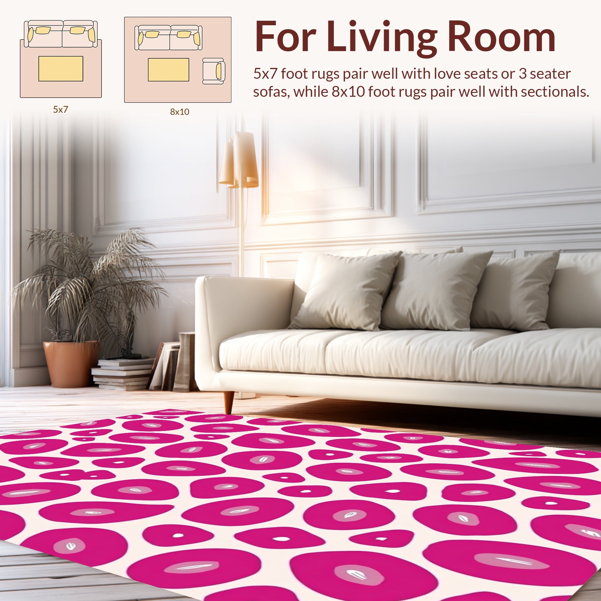 Vibrant Pink Organic Shape Pattern Rug