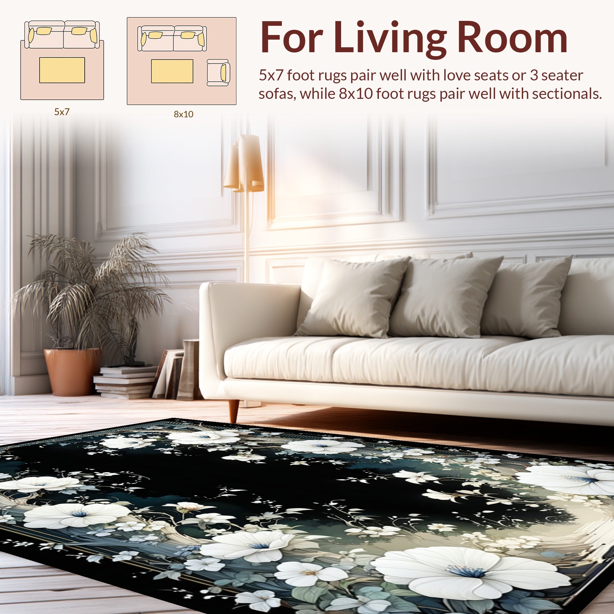 Whimsical Floral Tree Patterned Rug