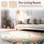 Whimsical Floral Meadow Butterflies Rug