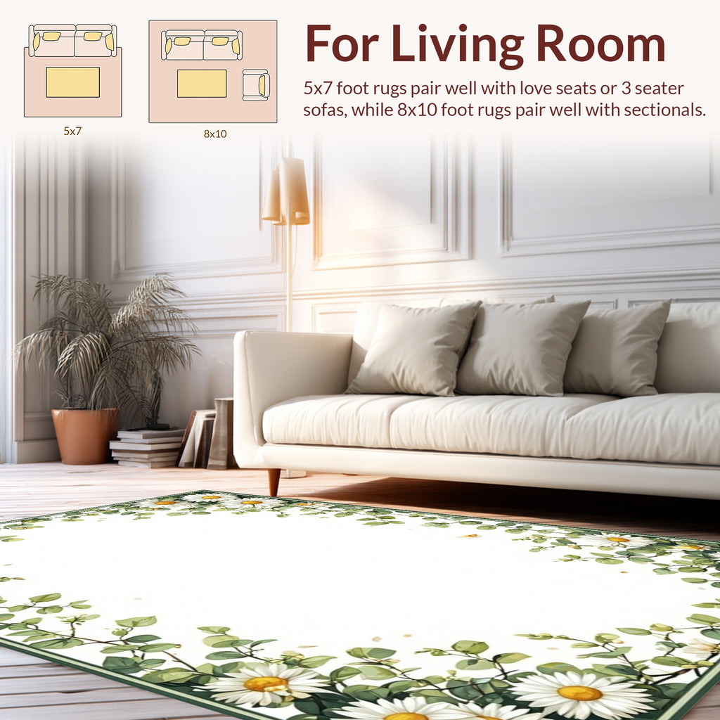Daisy Vine Floral Pattern Rug