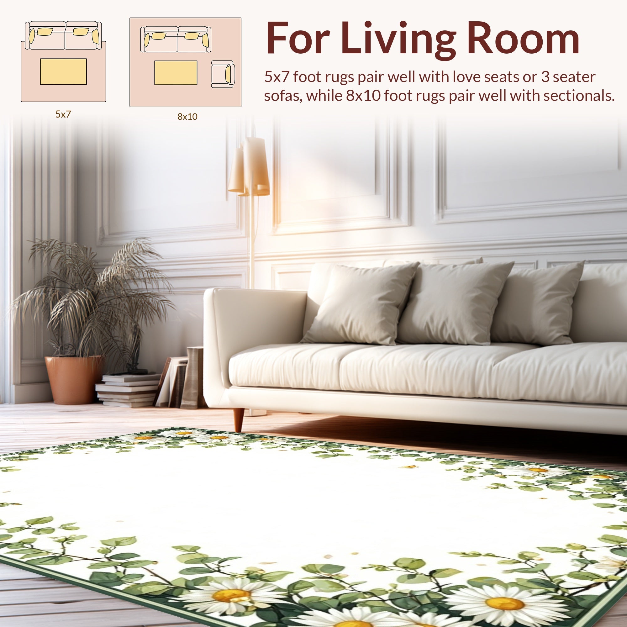 Daisy Vine Floral Pattern Rug