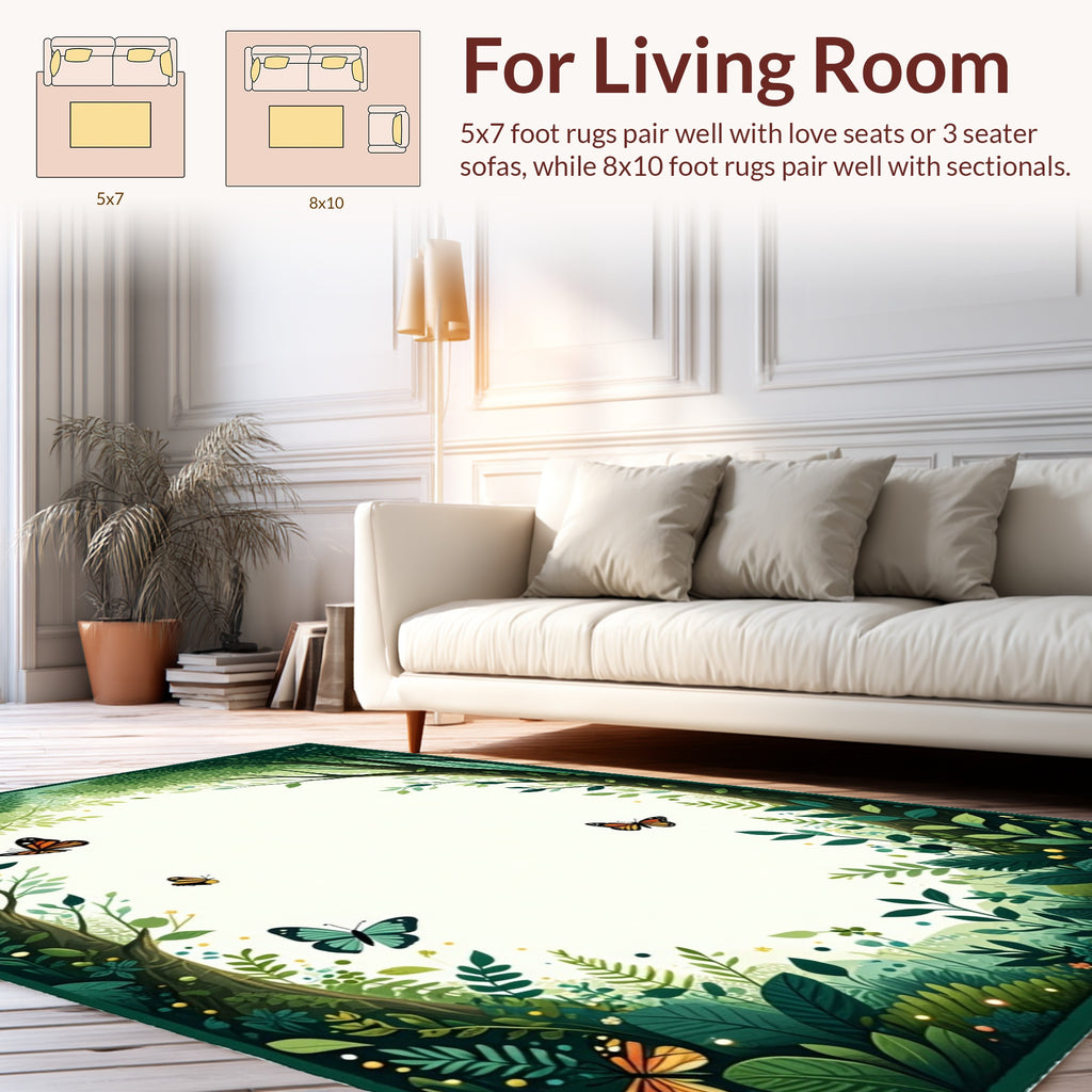 Enchanted Forest Butterflies Whimsical Design Rug