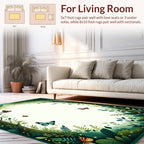 Enchanted Forest Butterflies Whimsical Design Rug