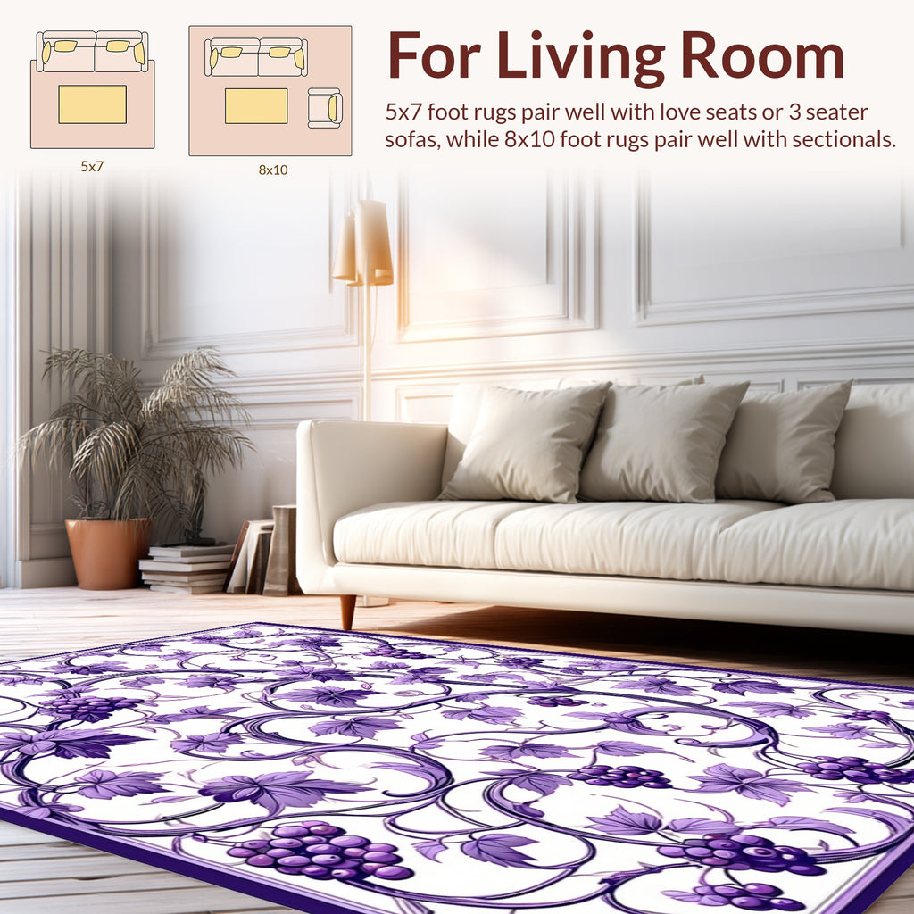 Purple Grapevine Art Nouveau Pattern Rug