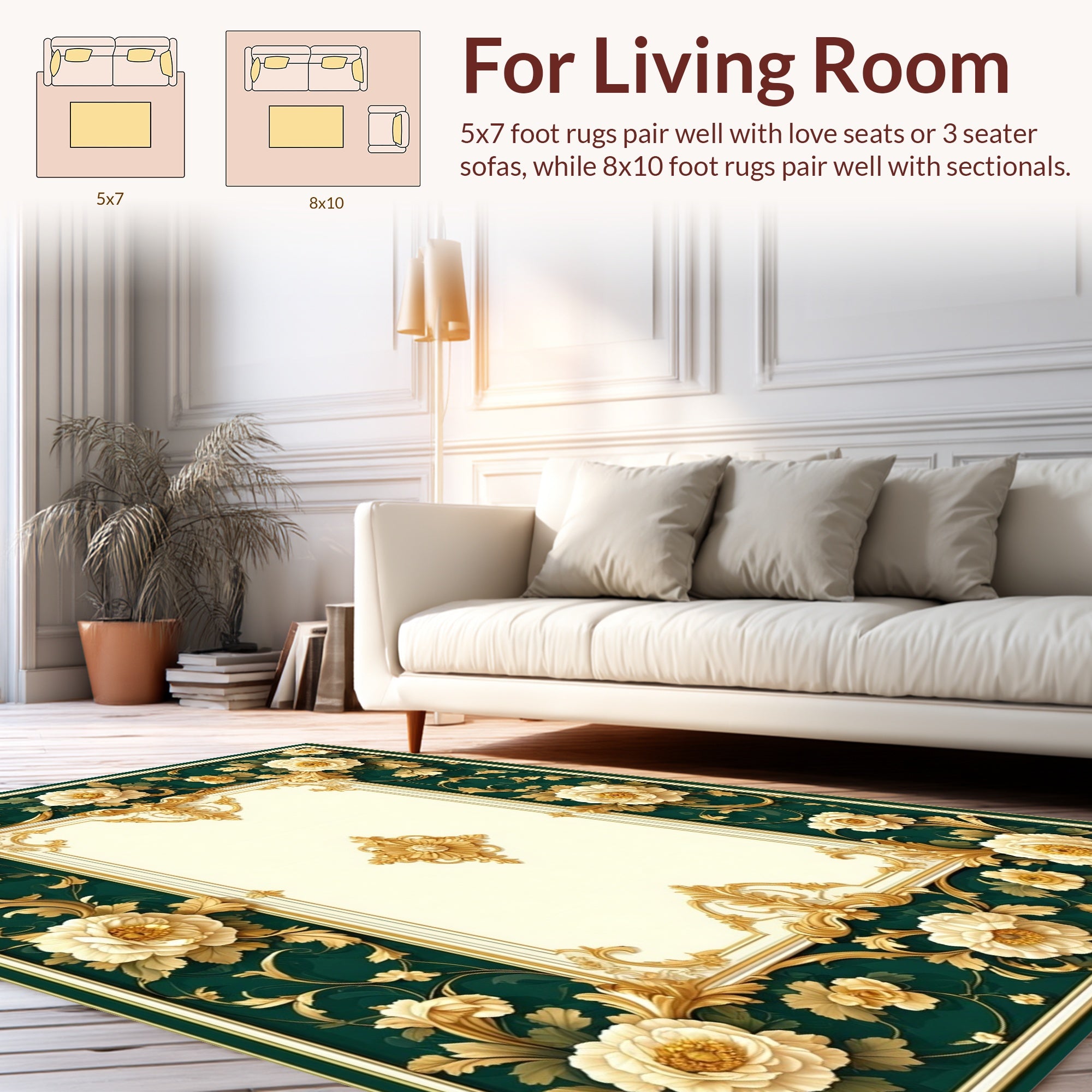 Elegant Floral Gilded Scroll Rug