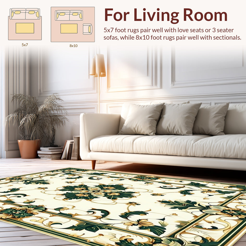 Elegant Floral Vine Motif Rug