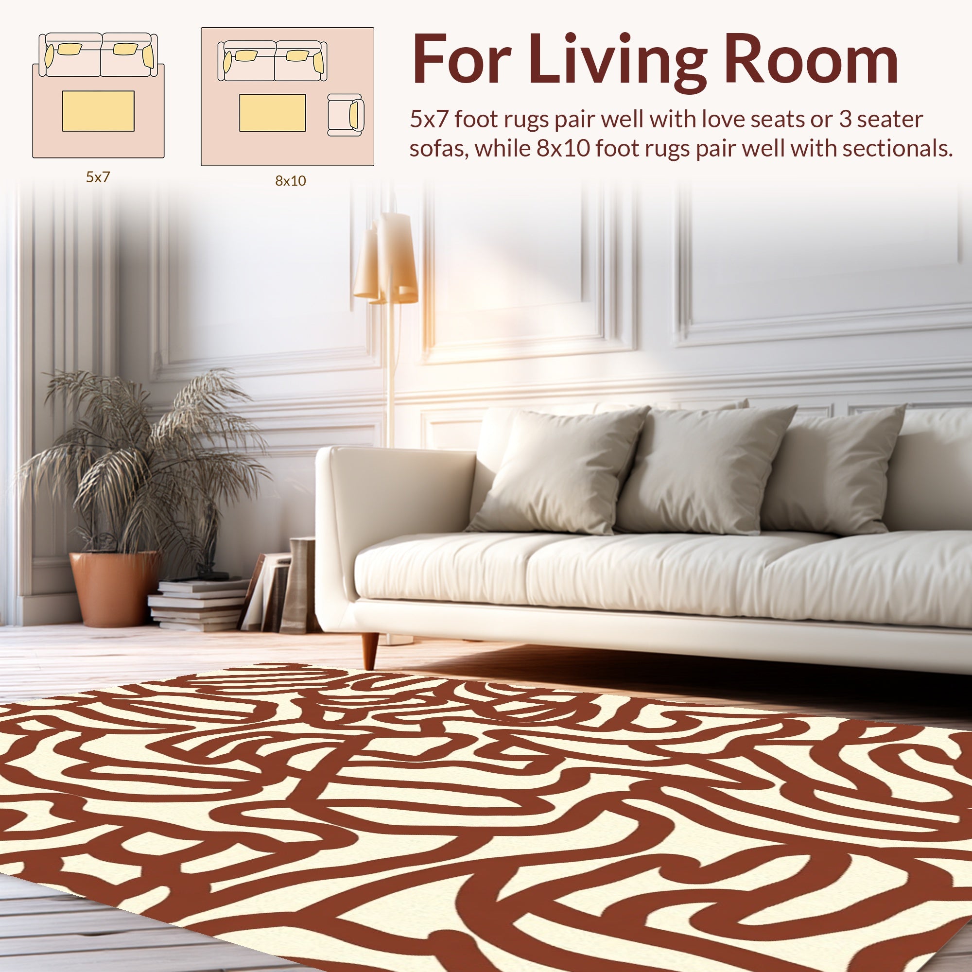 Organic Winding Line Pattern Rug