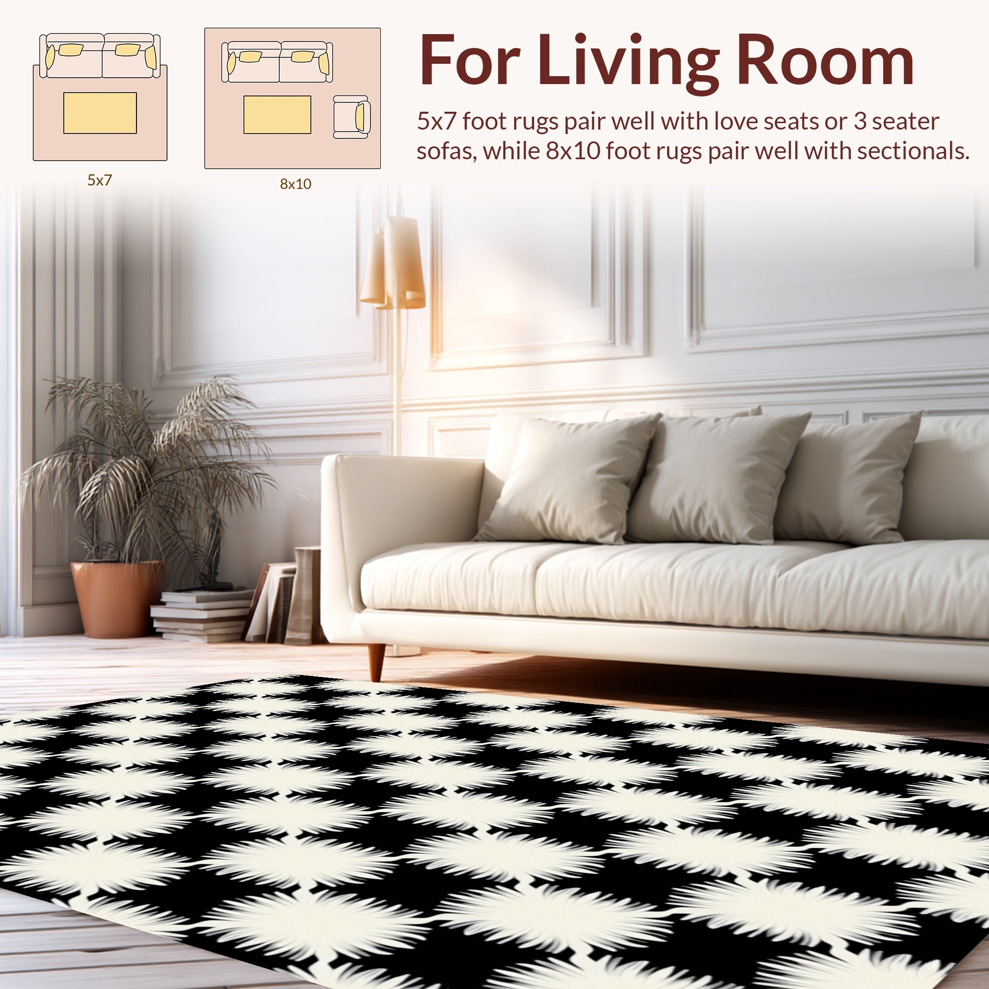 Checkerboard Bloom Pattern Rug