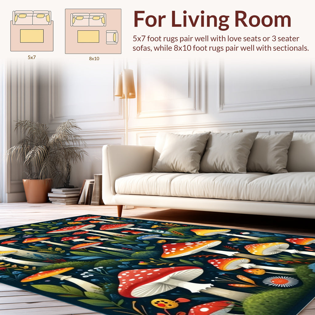 Whimsical Mushroom Garden Pattern Rug