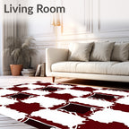 Deep Red and White Checkerboard Rug