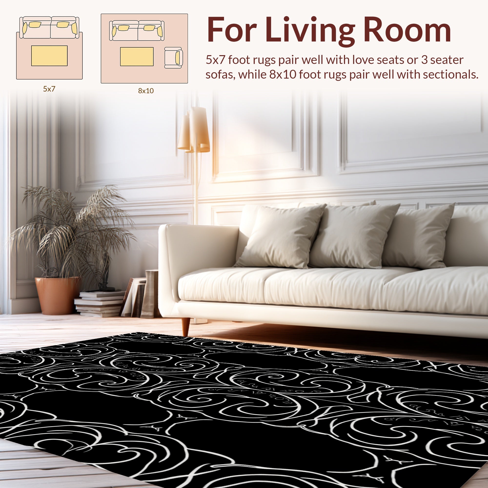 Elegant White Swirl Stripe Pattern Rug