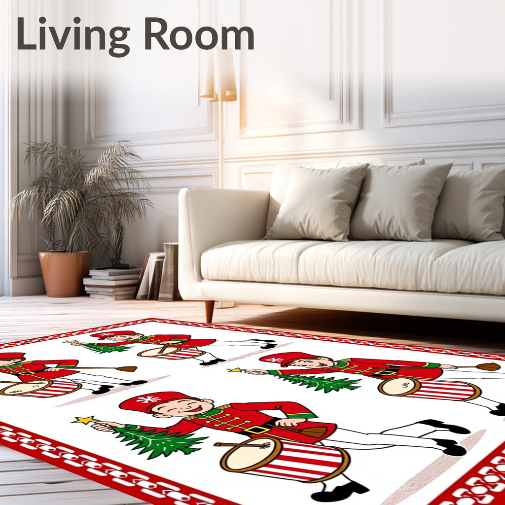Four Christmas Nutcrackers Drumming Festive Song Rug