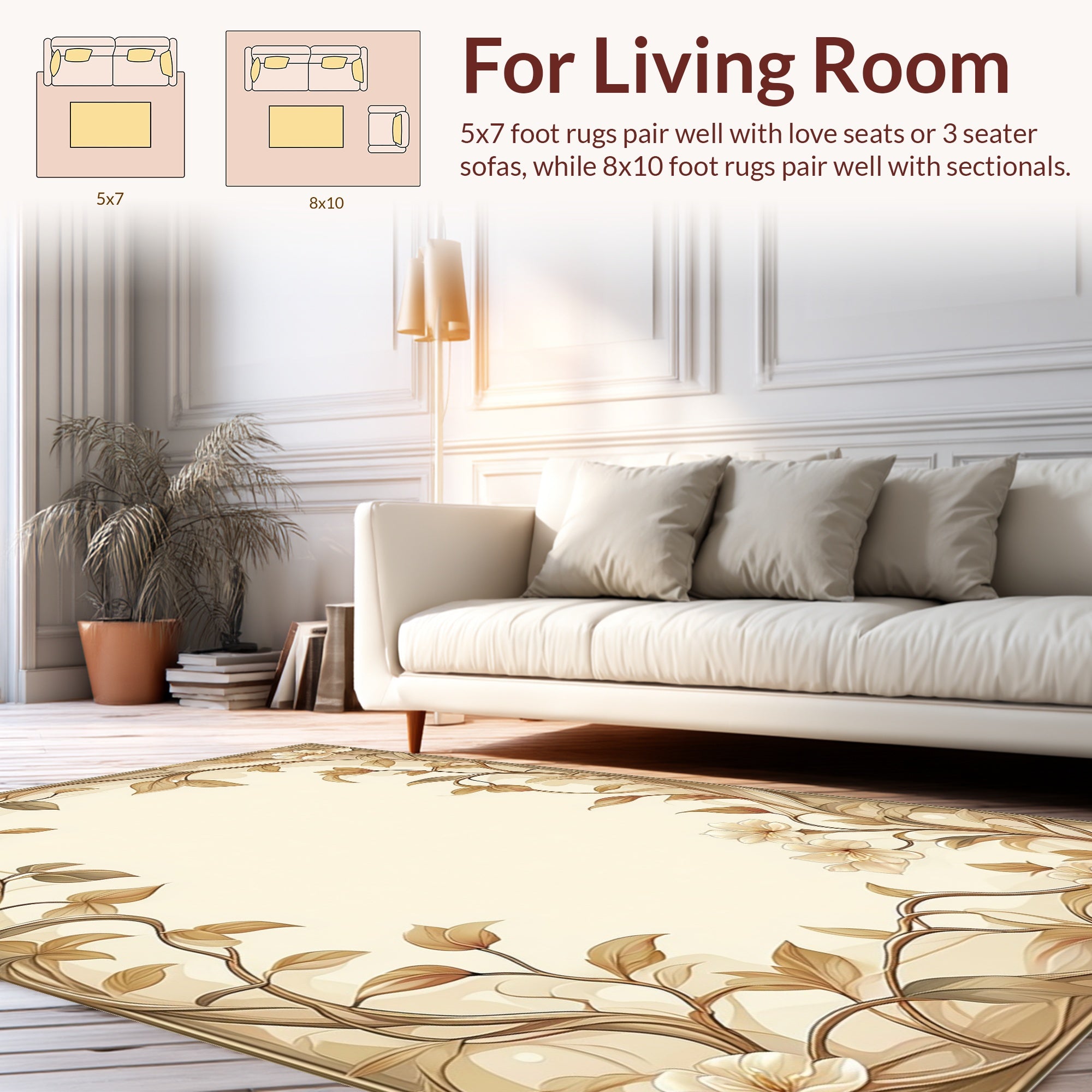 Art Nouveau Floral Vine Border Rug