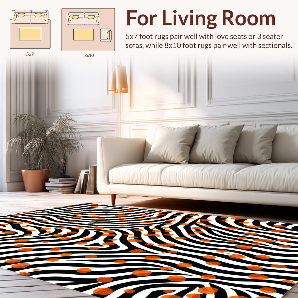 Bold Stripes And Dots Abstract Rug