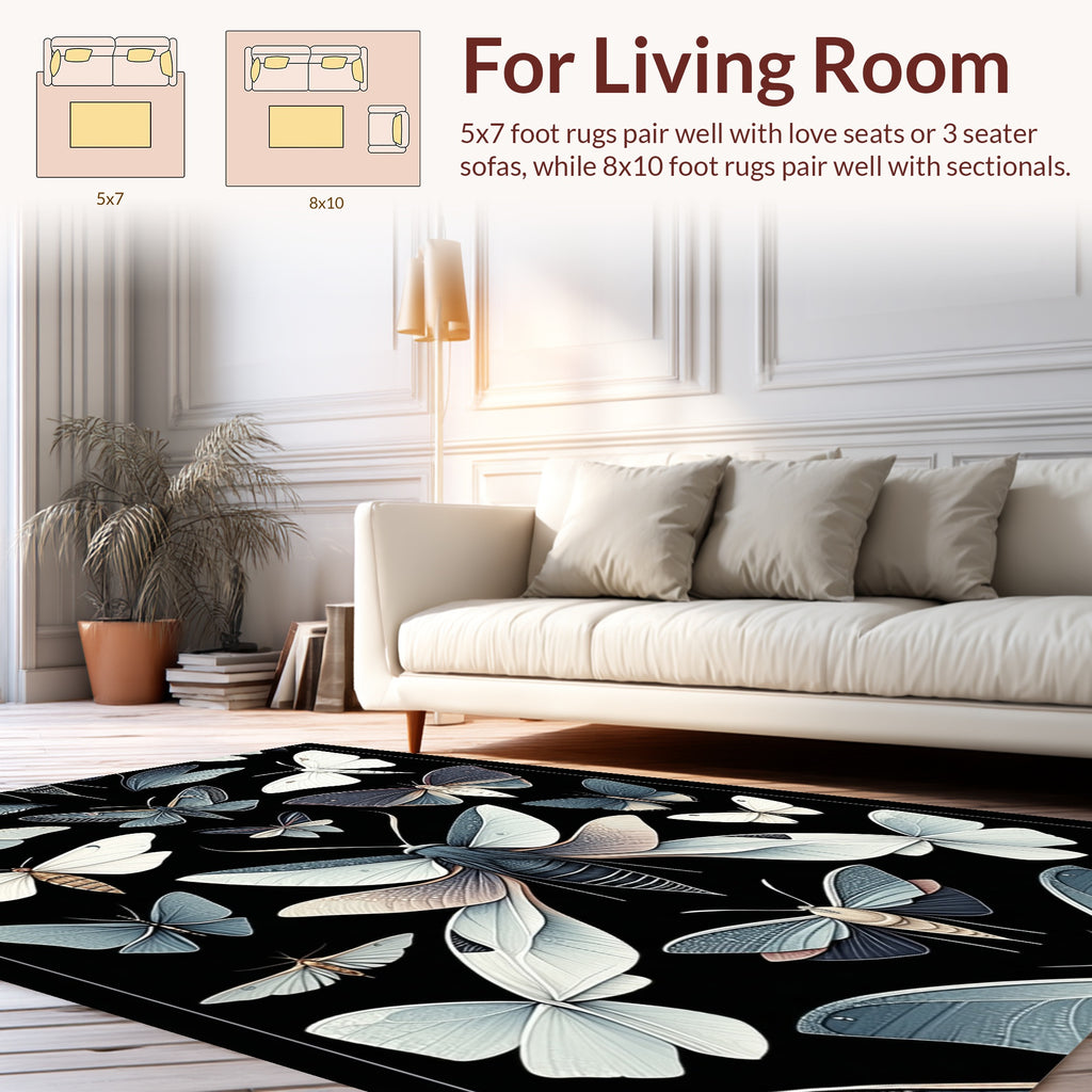Dark Butterfly Moth Illustration Rug
