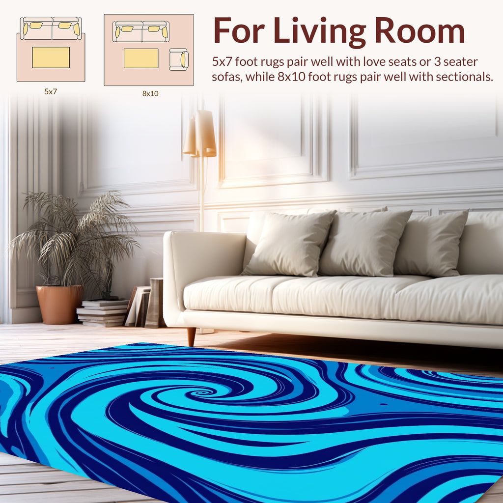 Azure Swirl Abstract Pattern Rug