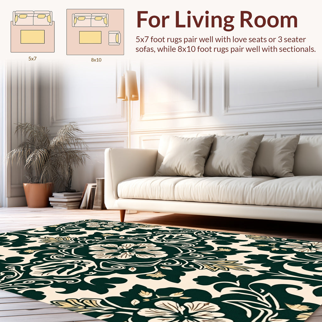 Elegant Floral Damask Pattern Rug