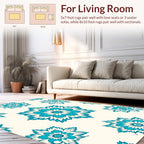 Turquoise Floral Medallion Pattern Rug