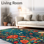Enchanted Forest Dragonflies Peonies Rug