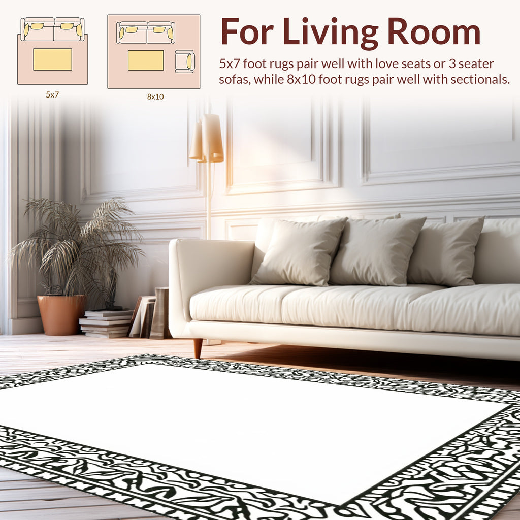 Elaborate Black and White Patterned Rug