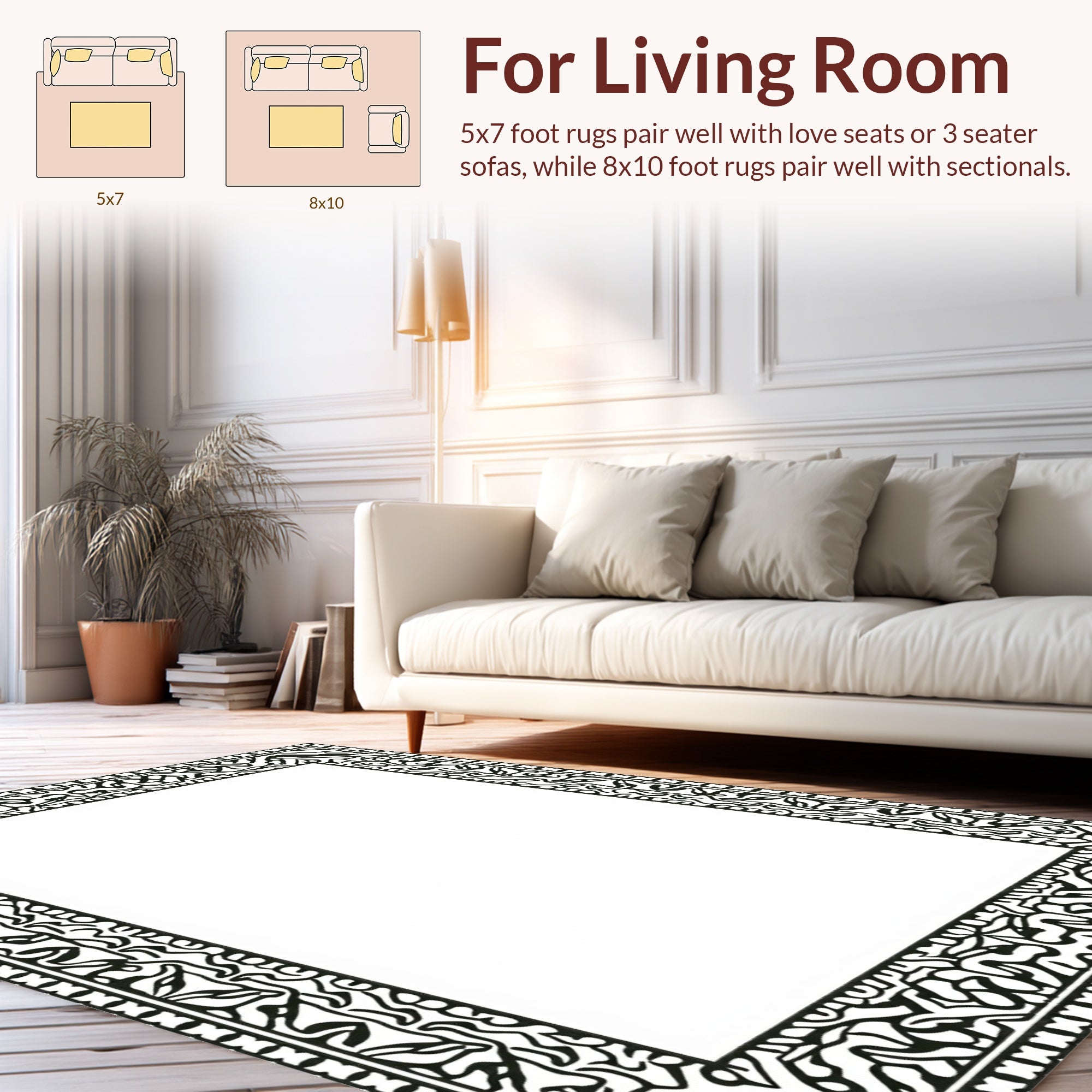 Elaborate Black and White Patterned Rug