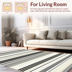 Classic Black White Striped Contemporary Rug