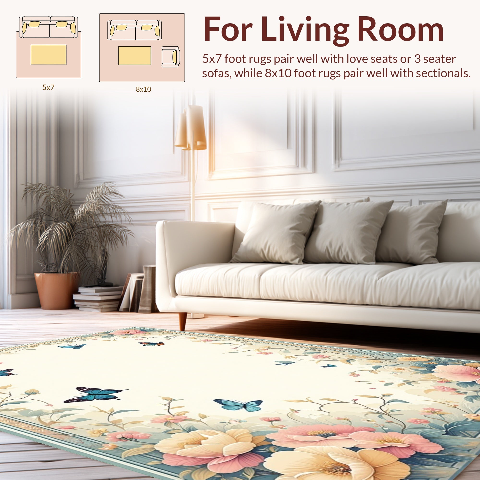 Floral And Butterfly Swirls Rug