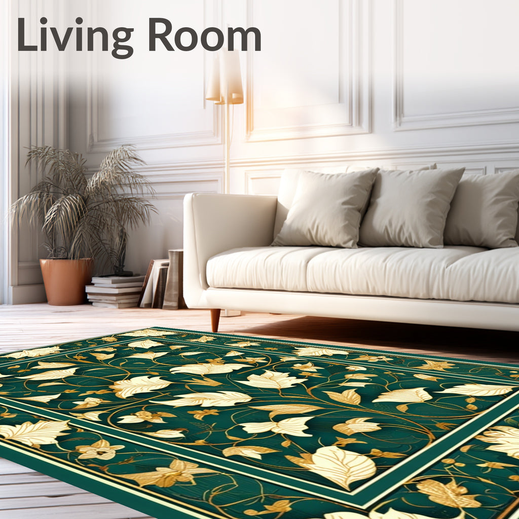 Ornate Floral Leaf Pattern Rug