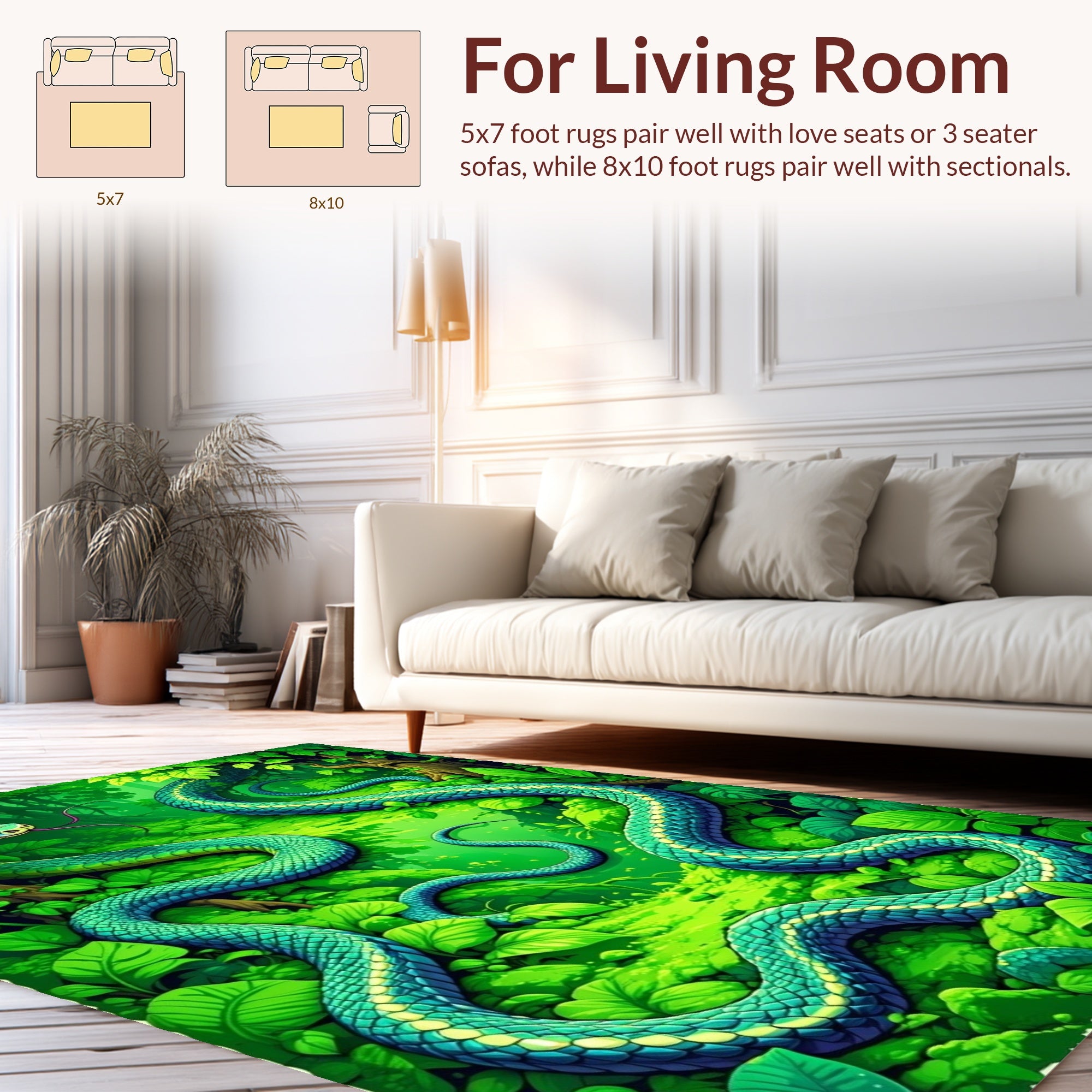 Emerald Serpent In Lush Jungle Rug